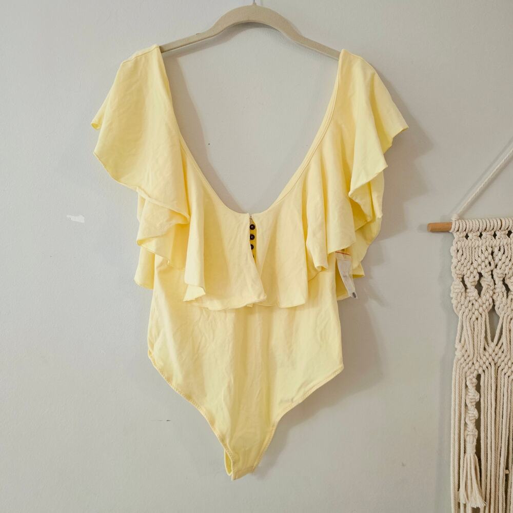 NWT Free People Matilda Bodysuit Butter Yellow Size S Small